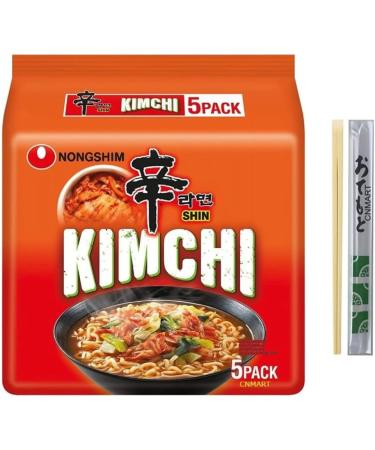 Nong Shim Kimchi Ramyun Instant Noodle Soup Halal 120g (Pack of 40) Include Free CNMART Chopsticks - Buy Online on SooperMarket.com