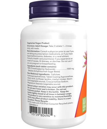 NOW Tmg (Trimethylglycine) Tablets 1000mg 100 Count - Buy Online on SooperMarket.com