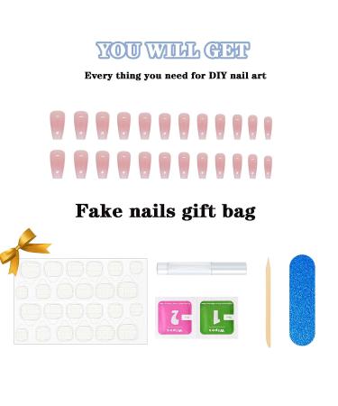 24Pcs Pink Ombre Acrylic Press On Nails - Medium Square Fake Nails with Glitter Designs for Women & Girls - Buy Online on SooperMarket.com