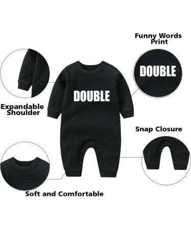 Culbutomind Baby Twins Bodysuits Double Trouble Romper Set with Hat - Black (3-6 Months) - Buy Online on SooperMarket.com
