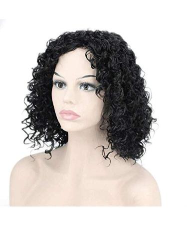 BGHJUE Short Curly Wig - Brazilian Lace Front Human Hair Wig with Baby Hair 35cm Black - International Shipping - Buy Online on SooperMarket.com