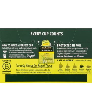 Bigelow Decaffeinated Green Tea with Lemon - 20 Count (Pack of 6) - 120 Teabags Total - Buy Online on SooperMarket.com