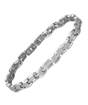 EnerCoppeX Magnetic Ankle Bracelet for Women Stainless Steel Lymph Detox Anklet 3500 Gauss Effective Magnet (SAC-0189S)