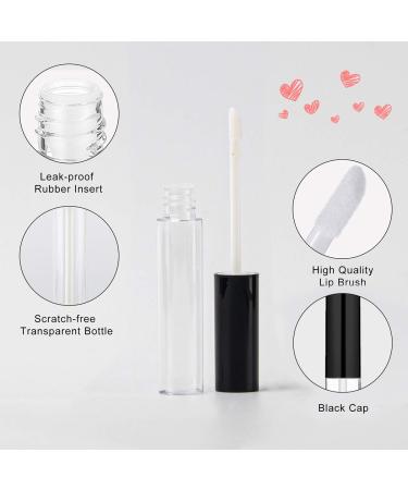 GTHER 10PCS 10ML Empty Lip Gloss Containers with Wand - Refillable Lip Balm Bottles for DIY Lip Samples - Black Top - Buy Online on SooperMarket.com