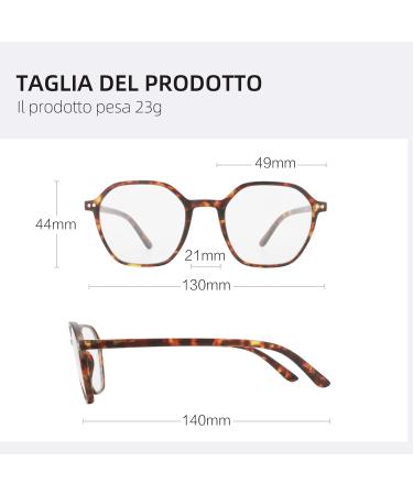 ZENOTTIC Blue Light Blocking Glasses - Hexagonal Eyewear for Men & Women | Anti Blue Ray Computer Glasses in Tortoise 0.0 x - Buy Online on SooperMarket.com