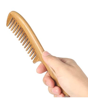 OneDor Handmade 100% Natural Green Sandalwood Wide Tooth Hair Comb - Anti-Static Wooden Detangler with Sandalwood Scent - Buy Online on SooperMarket.com