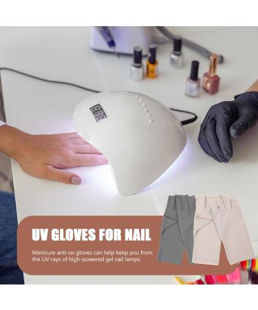 Beavorty 2 Pairs Uv Protection Gloves Anti Uv Gloves Gel Manicure Gloves Fingerless Gloves for Women Grey Beige - Buy Online on SooperMarket.com
