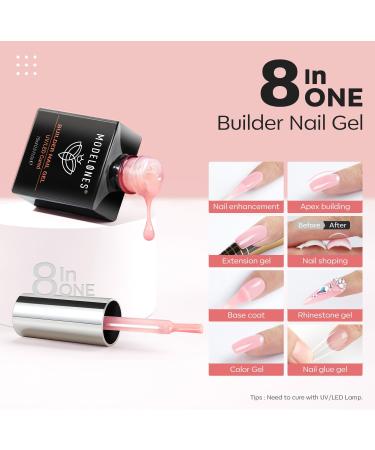 Modelones Pink Builder Gel - 15ML Bottle for Nail Extension and Strengthening - Buy Online on SooperMarket.com