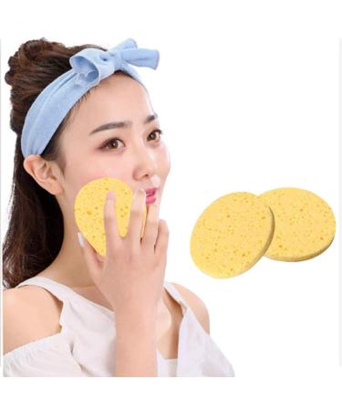 12pcs Facial Wooden Sponges - Compact Round Beauty Makeup Tools | Perfect for All Skin Tones - Yellow - Buy Online on SooperMarket.com