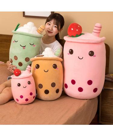Hpory Bubble Tea Plush Pillow - Boba Milk Tea Cup Soft Toy with Strawberries - Pink 50cm - Buy Online on SooperMarket.com