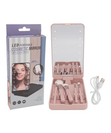 LED Makeup Mirror & Brush Set | High Clarity Rotating & Folding | Travel-Friendly Beauty Kit - Buy Online on SooperMarket.com