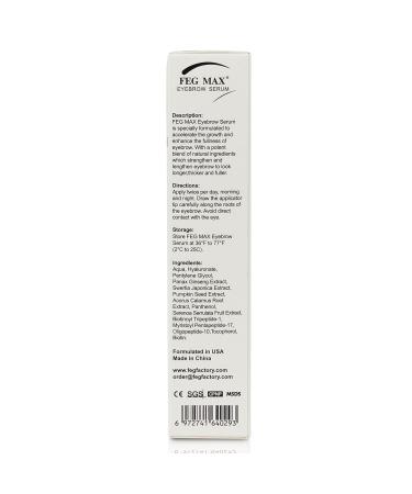 FEG Max Eyebrow Enhancer Growth Treatment Serum - Lengthen and Thicken Eyebrows - Non-irritating Brow Serum | 6ml - Buy Online on SooperMarket.com