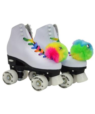 Epic Skates Epic Allure Light-Up Quad Roller Skates, White, Youth 3 US Youth 3