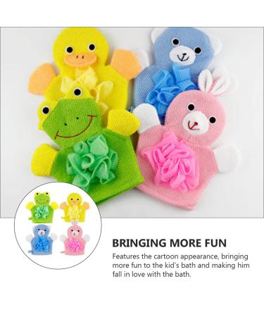 EXCEART 4pcs Kids Wash Gloves Bath Sponge Mitt Set - Children's Puppet Shower Loofah Gloves - Buy Online on SooperMarket.com