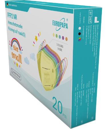 EUROPAPA FFP2 Face Mask - 20 Pack Small Size 5-Layer Respiratory Masks Individually Packed EU 2016/425 Available in 5 Colors - Buy Online on SooperMarket.com