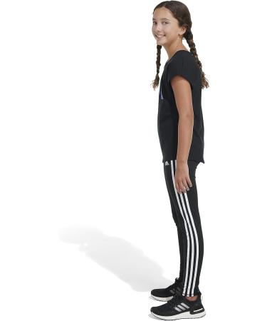 adidas Girls' Big Short Sleeve Essential Tee - Medium Black with Multicolor | Size 23 - Buy Online on SooperMarket.com