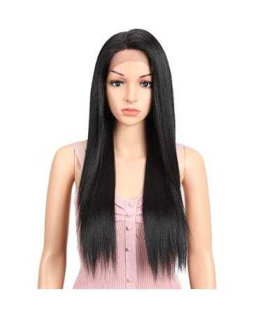 Joedir 13x4x4 Lace Front Wig - Long Straight Black Wig with Baby Hair Synthetic High-Temperature Resistant 180% Density - 76 CM - Buy Online on SooperMarket.com