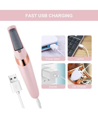 Electric Foot File Electric Foot Callus Remover USB Rechargeable Waterproof Hard Skin Remover Foot with 2 Rollers 2 Speed LED Light Professional Pedicure Tool for feet Cracked Heels Pink - Buy Online on SooperMarket.com