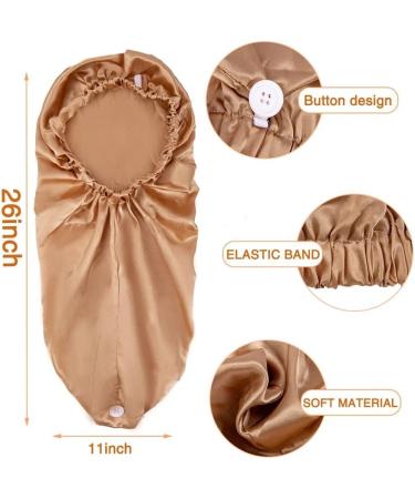 Buy Ladaypoa Long Satin Hair Hood | 2-Piece Silky Sleeping Hat Set for Women - Extra Large Satin Cap in Black & Khaki | International Shipping Available - Buy Online on SooperMarket.com