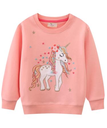 Girls Sweatshirt for Kids Cotton Top Casual Jumper Girl T Shirt Toddler Clothes Long Sleeve Pullover Age 1-12 Years 1-2 Years Unicorn 06