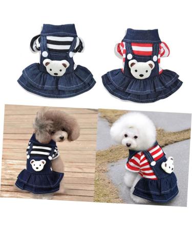 Angoily Dog Spring Dresses Dress for Summer Jeans for Girls Pet Apparel Dress with Bow Girls Nightgowns Classy Dress Summer Jeans Spring Dresses for Work Dog Dress Stripe Pet Supplies S As Shown - Buy Online on SooperMarket.com