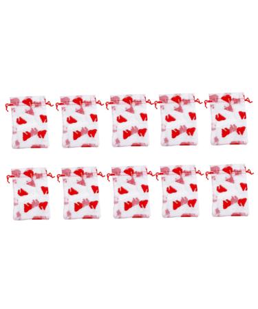 KOMBIUDA 10pcs Christmas Bronzing Gauze Bag Sheer Bags Santa Bags Drawstring Bag Candy Calendar 20 17 4CM Assorted Color 1