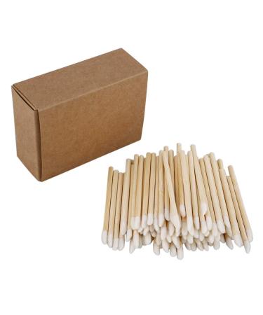 100pcs Disposable Make Up Lip Brush Disposable Makeup Applicators Lipstick Applicators Lint free Applicator Lip Gloss Wand with Bamboo Handle for Lip Eyelash Extension Application(White)