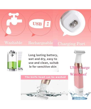 Electric Shaver Trimmer for Women - Painless Wet & Dry Body Hair Remover - USB Rechargeable Cordless Bikini Line Trimmer - Waterproof - Buy Online on SooperMarket.com