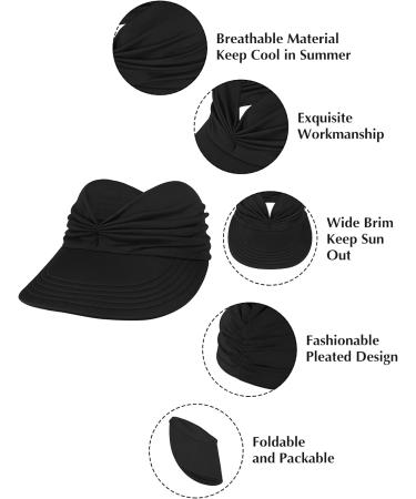 Komorebi Women's UV Protection Sun Hat with Wide Brim and Ponytail Opening - Black, One Size - Buy Online on SooperMarket.com