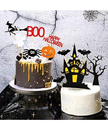 Halloween Cake Topper Set - Haunted House, Ghost, Pumpkin Cupcake Decorations for Wizard, Ghost, Spider Party - Buy Online on SooperMarket.com