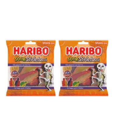 2 x 160g Share Size Sour Skeleton Shaped Sweets Three Flavour Assortment (Cherry & Blackcurrant Lemon & Lime Orange & Pineapple) Halloween Trick Or Treat