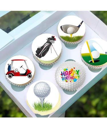 24 x Pre-Cut Golf 3 Edible Stand up Wafer Paper Cupcake Toppers Cake Decorations Happy Birthday Party Sport - Buy Online on SooperMarket.com