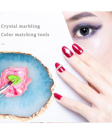Resin Nail Art Palette Set - White and Blue | 2 Pieces Nail Gel Color Display Board with Gold Edge - Cosmetic Mixing Tools for Nail Painting - Buy Online on SooperMarket.com