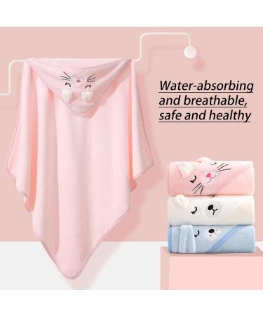 KDDSSS 2PCS Hooded Baby Towel Set - Animal Design Bathing Towels for Newborns, Soft & Absorbent - Pink - Buy Online on SooperMarket.com