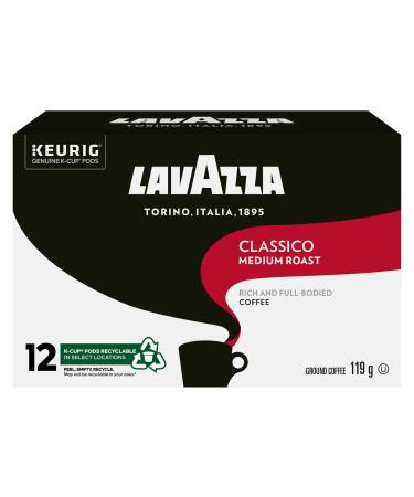 Lavazza Classico Single-Serve Coffee K-Cups for Keurig Brewer Medium Roast 100% Arabica Value Pack - Full Bodied Medium Roast with Rich Flavour and Notes of Dried Fruit - 72 Count Classico 2 g (Pack of 6)