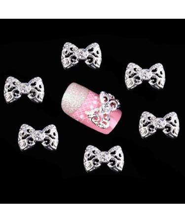 Broadfashion 10pcs 3D Glitters Bowknot Nail Stickers | Silver Bow Rhinestone Nail Art Decoration - Shop Internationally - Buy Online on SooperMarket.com