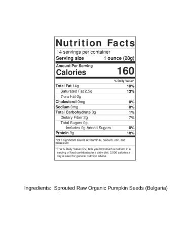 Organic Sprouted Pumpkin Seeds 14oz (Pack of 3) - Vegan, Non-GMO, Gluten-Free, Paleo & Keto Friendly - Buy Online on SooperMarket.com