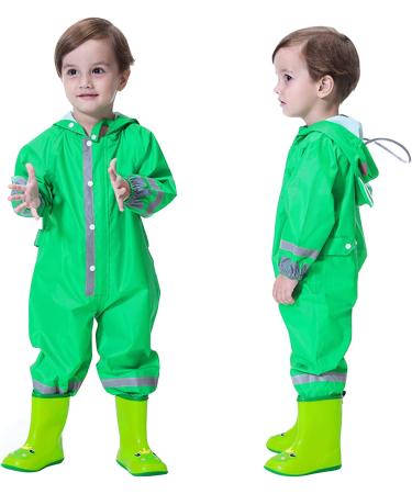 De feuilles Kids Button Rain Suit - Waterproof Hooded Green Frog Jumpsuit (4-6 Years) - Buy Online on SooperMarket.com