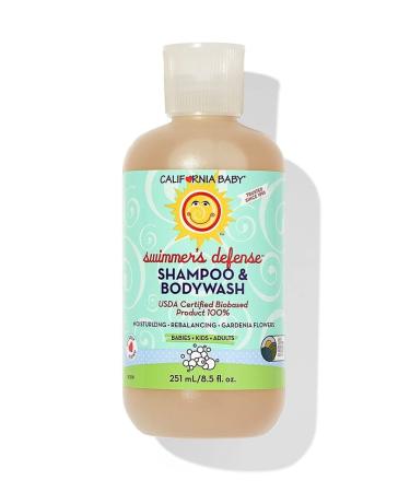 California Baby Swimmers Defense Shampoo and Body Wash - Hair, Face, and Body | Gentle, Allergy Tested | Dry, Sensitive Skin, 8.5 ounces