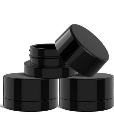 (200 Pack) 9ml Thick Black Glass Containers with Gloss Black Child Resistant Lids - Jars for Oil, Lip Balm, Wax, Cosmetics