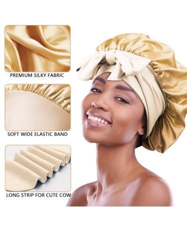 Heniho 5pcs Satin Bonnets for Black Women | Large Tie Band Jumbo Braids Bonnet Set - Buy Online on SooperMarket.com