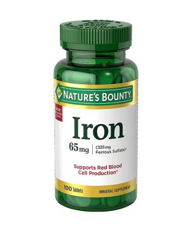 Iron 65mg 325 mg Ferrous Sulfate  100 Tablets ..