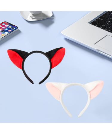 Bohue 2 Pieces Fox Ears Headband Cartoon Fox Halloween Hair Hoops Plush Animal Ears and Horns Headband Halloween Costumes Cosplay Party for Girls Boys (Black) - Buy Online on SooperMarket.com