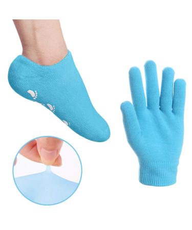 JIAHAO Moisturizing Spa Gloves and Socks for Dry Feet Thermoplastic Gel Repair to Heal Eczema Cracked Skin Calluses Cuticles Gel Lining Infused with Essential Oils Vitamins to Soften Skin