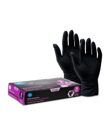 MED PRIDE Black Nitrile Exam Gloves - 4 Mil Thick Disposable Latex/Powder-Free - For Surgical, Doctors, Hospital & Home Use 50 Medium (Pack of 50)