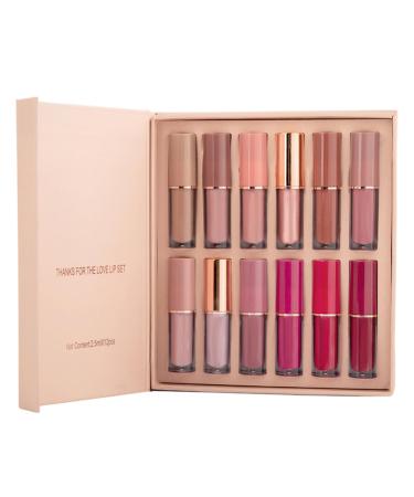 Matte Liquid Lipstick Set Waterproof Long Lasting Non-Stick Cup Lipstick Makeup Set 12PCS Non-Stick Cup Lipstick