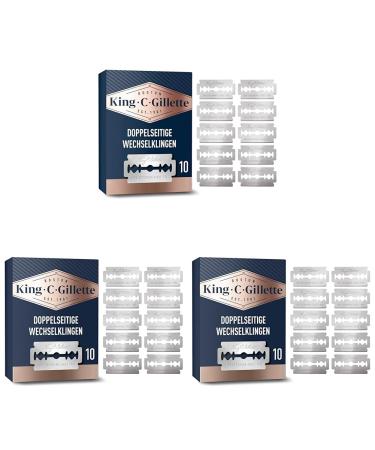 King C. Gillette Double Edge Safety Razor Blades Double blades for razor planes for men 10 razor blades Gillette's best platinum -coated blades made of stainless steel (pack with 3)
