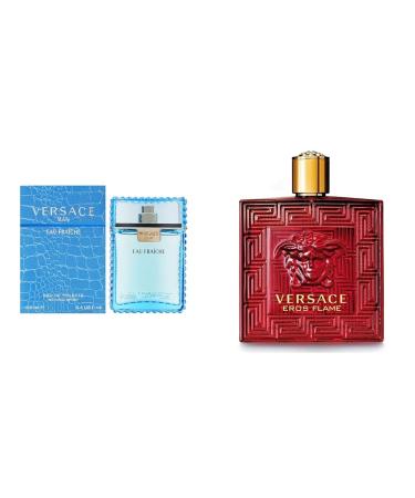 Versace Man Eau Fraiche By Gianni For Men 3.4 Oz Deodorant Spray Eros Flame Men 1.7 oz EDP Spray