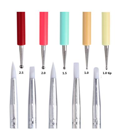 JASSINS 5PCS Nail Art Silicone Sculpture Pen - Dual Head Dotting Drawing Painting Tool Set - Buy Online on SooperMarket.com