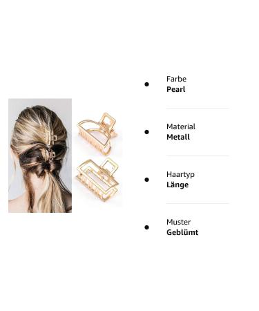 Runmi Gold Metal French Design Hair Clips - Stylish Hair Accessories for Women & Girls - 2pcs International Shipping - Buy Online on SooperMarket.com